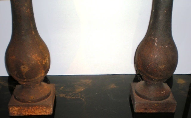 A Matched Pair of Solid Cast Iron Baluster Table Lamps