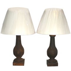 A Matched Pair of Solid Cast Iron Baluster Table Lamps
