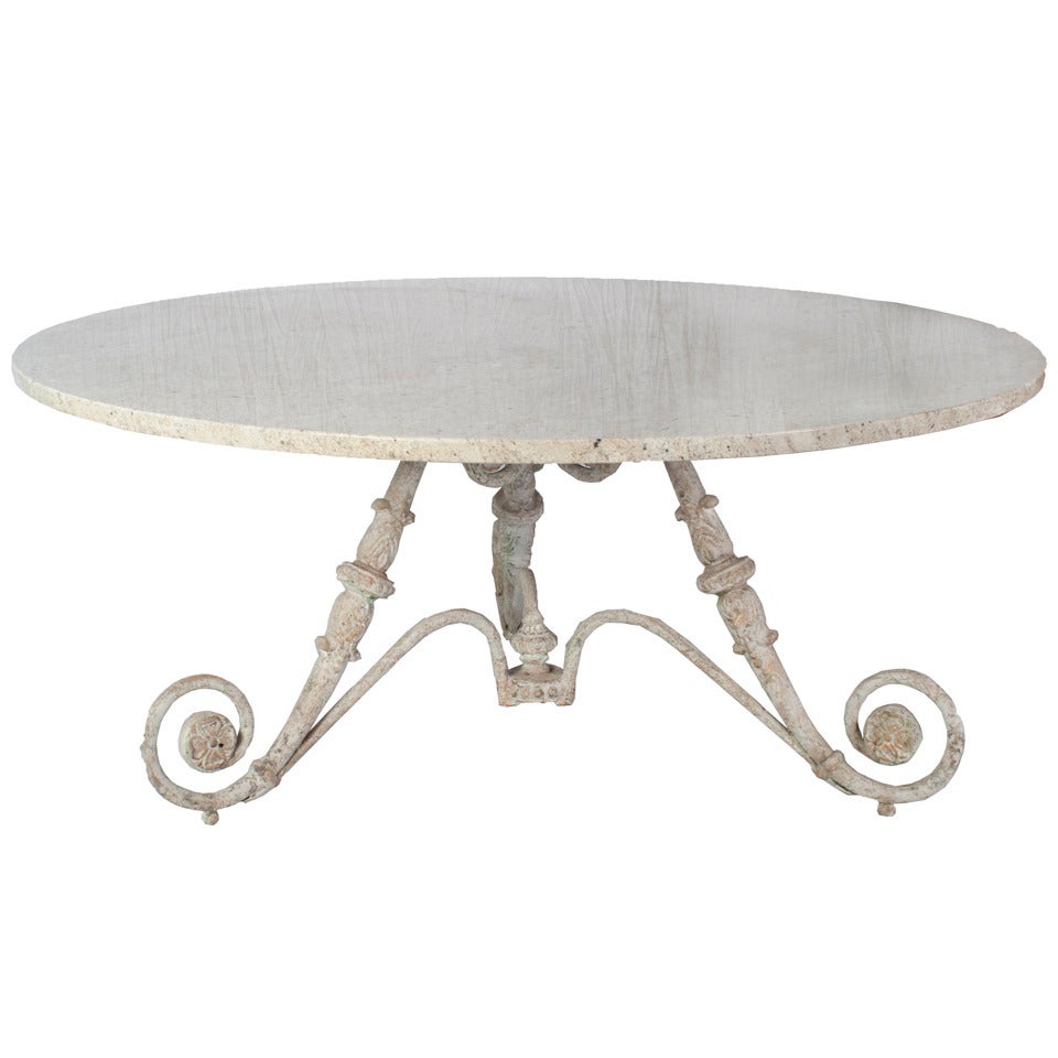 Large Round Table With A Cast Iron Base