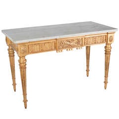 Gilt Louis XVI Console Table with Original Marble Top 4