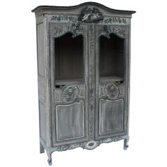 Carved and Painted Normandy Armoire