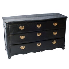 A Three Drawer Black Painted Dutch Commode