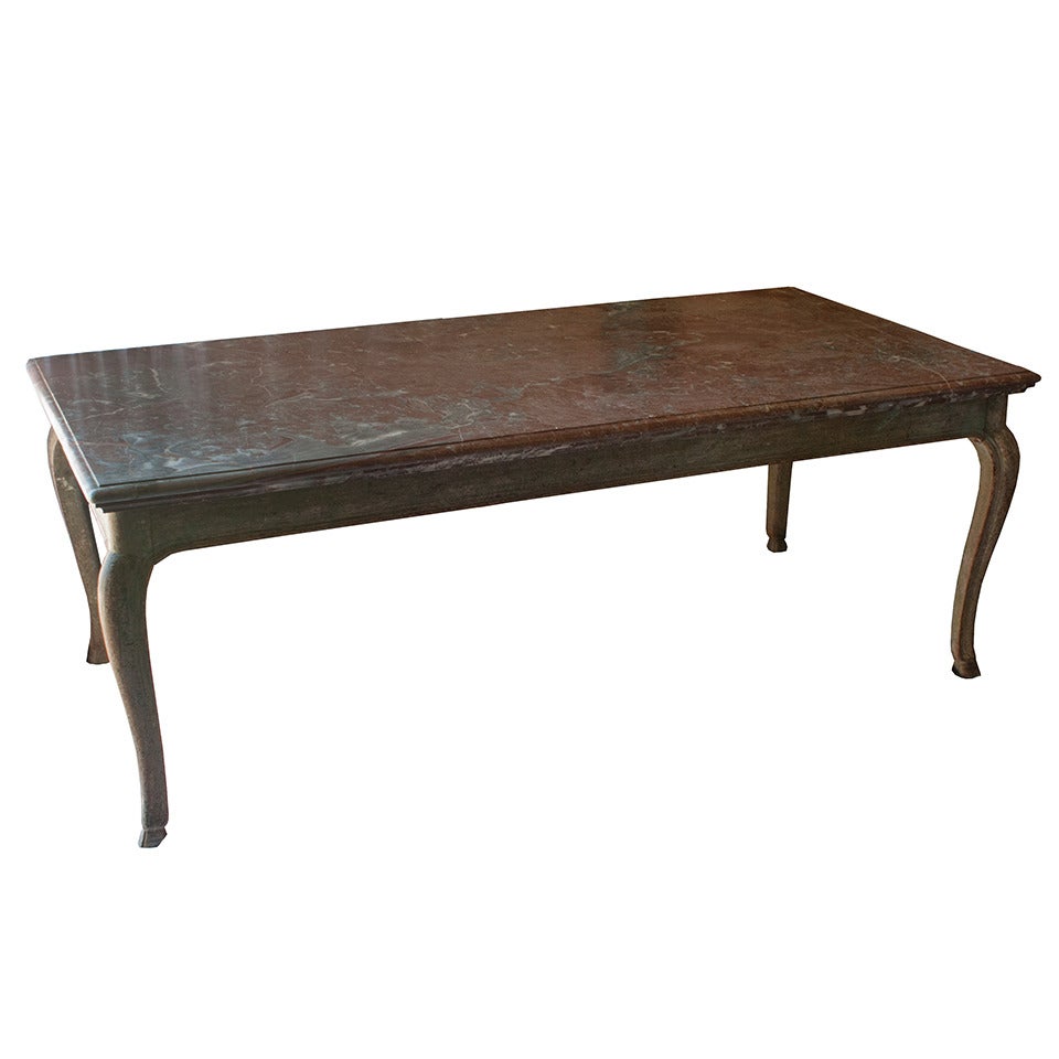 Mesa de Comedor Estilo Luis XV con Mármol y Pintura Originales