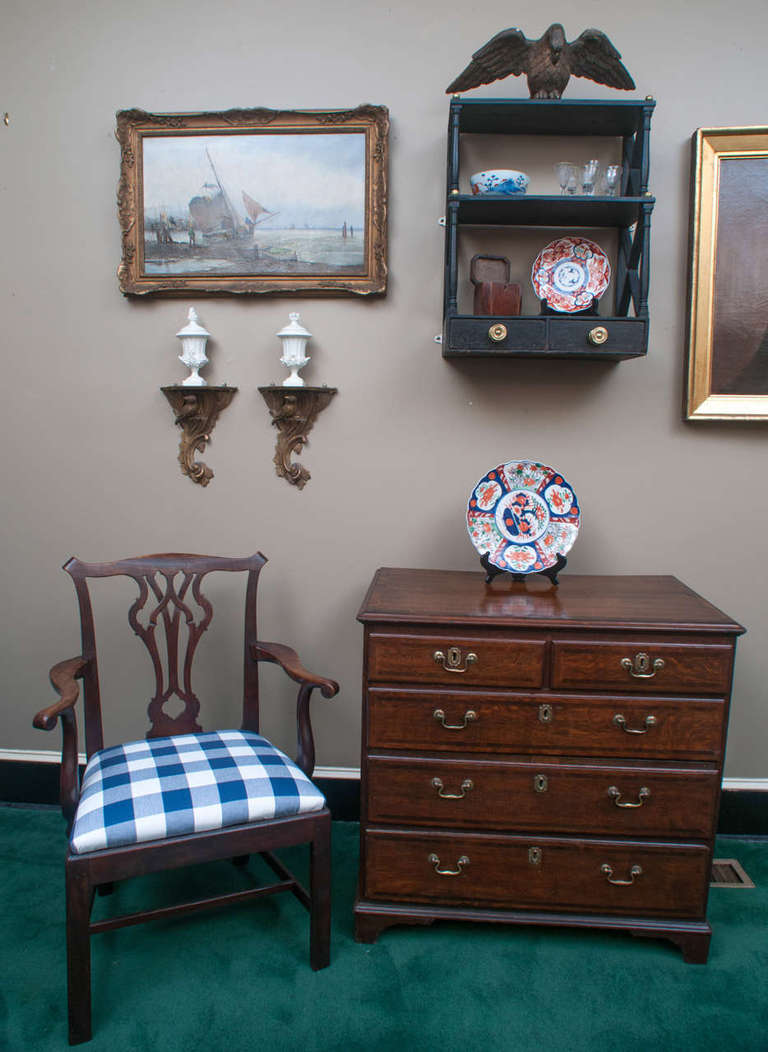 Walnut Assembled Set of Country Chippendale Chairs