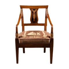 Neoclassic Style Fauteuil (Arm Chair) with Bleached and Brass Detail
