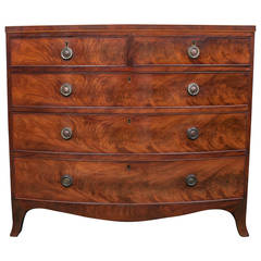 Georgian Bow-Front Chest with Exceptional Figured Mahogany