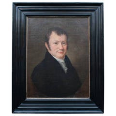 Oil on Canvas Portrait of a Dutch Gentleman in an Ebonized Frame, circa 1815