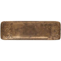 Tiffany Studio Bronze Gold Doré Pen Tray, Zodiac Pattern, New York, circa 1905
