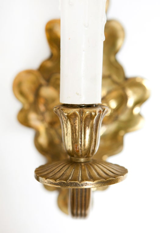 Pair of Oak Leaf Sconces at 1stdibs