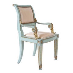 Phenomenal Set of Six Parcel Gilt and Painted Armchairs, Italy, circa 1800 8
