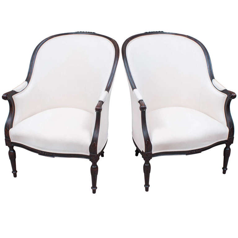 Pair of Edwardian Barrel Chairs at 1stDibs
