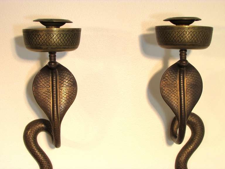 Hammered Brass Cobra Sconces