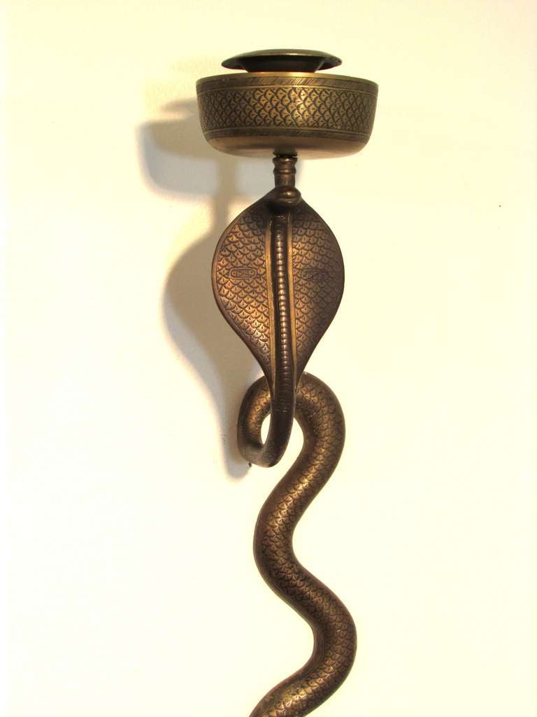 Brass Cobra Sconces In Excellent Condition In High Point, NC