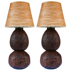 Pair Cork Ball Lamps