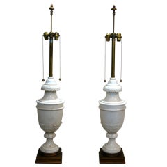 Pair Marbro Marble Urn Lamps