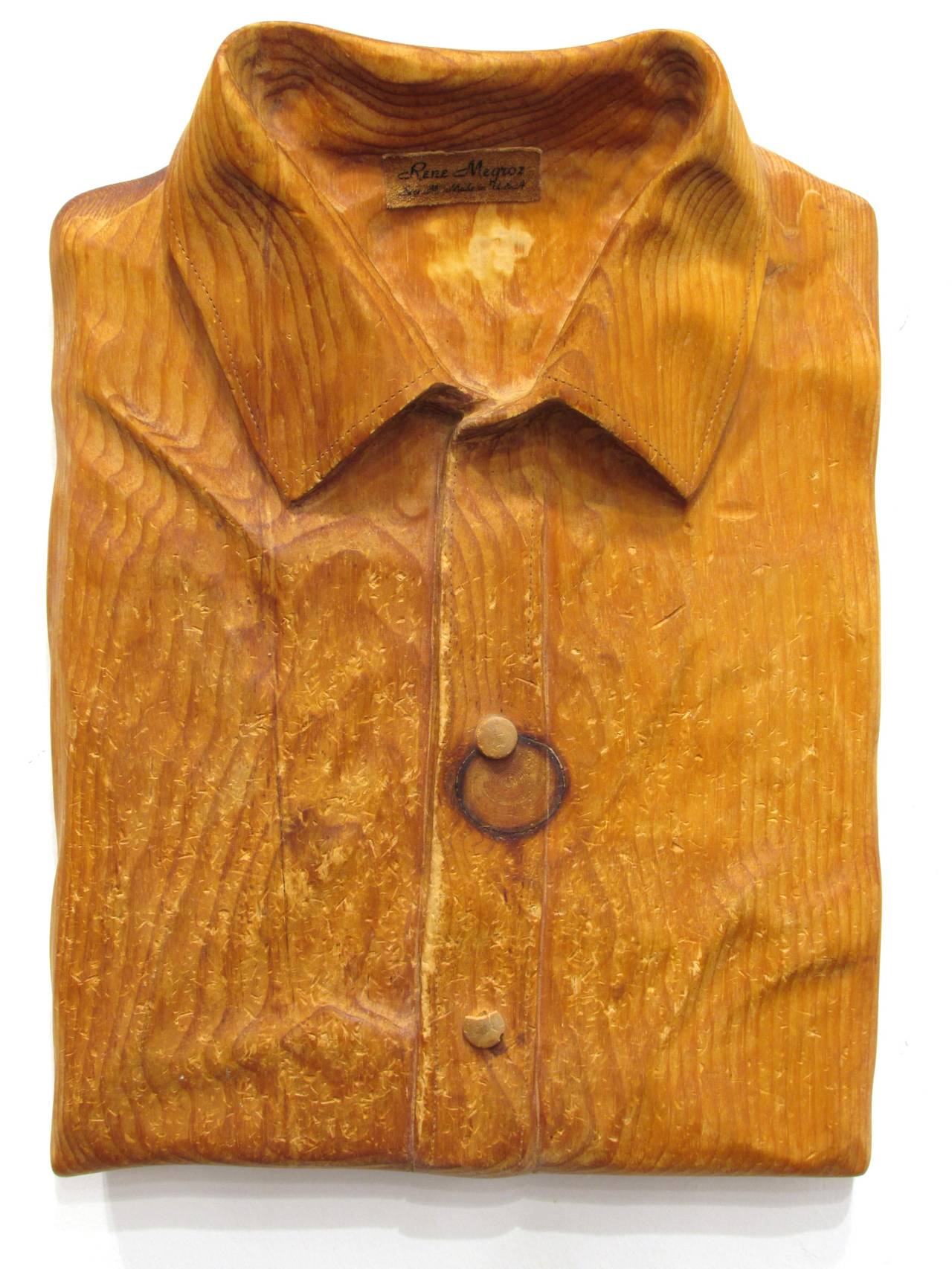 Carved Wooden Shirt Sculpture For Sale