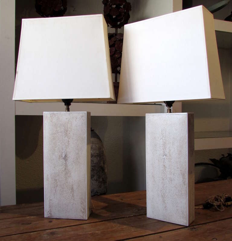 Art Deco Pair Shagreen Lamps