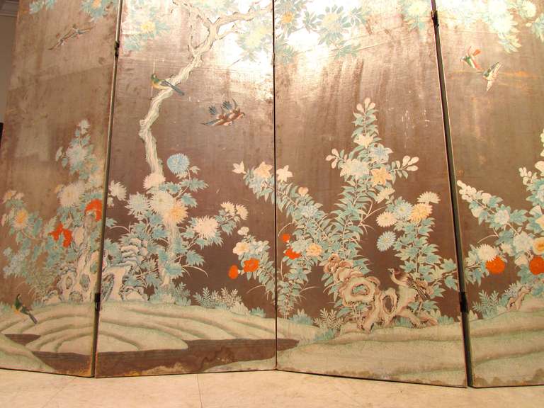 Mid-20th Century Chinese Wallpaper Folding Screen