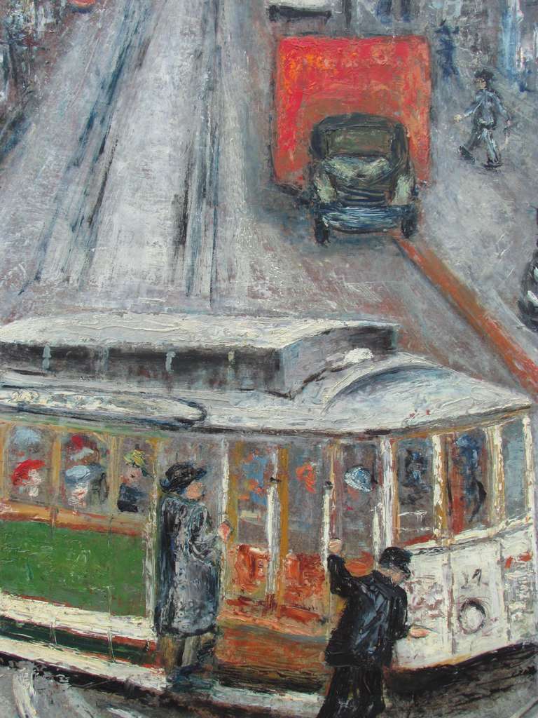 Mid-20th Century San Francisco Cable Car Painting