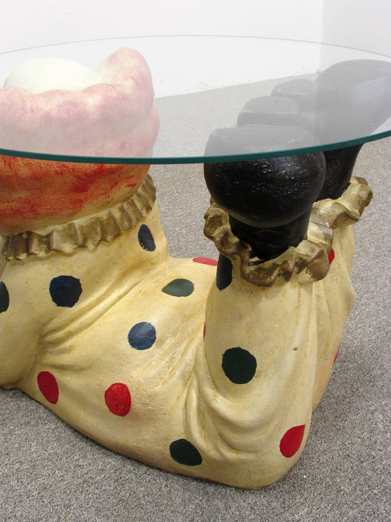 Clown Table with Glass Top In Good Condition For Sale In High Point, NC