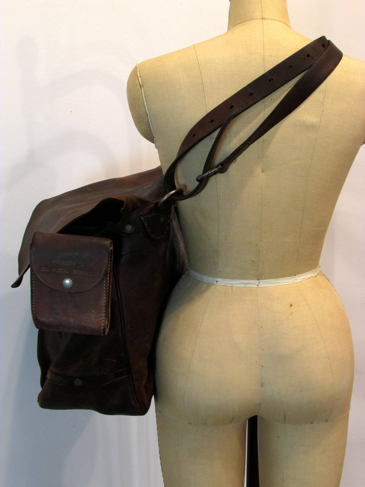 Mid-20th Century US Mail Leather Bag