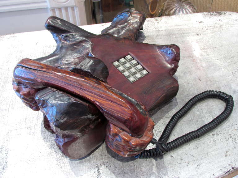 Rustic Redwood Burl Telephone