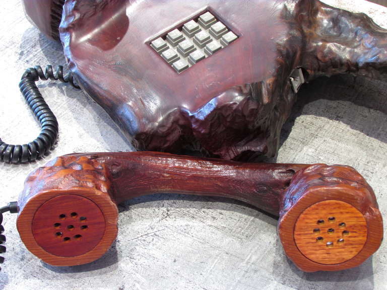 Redwood Burl Telephone In Excellent Condition In High Point, NC