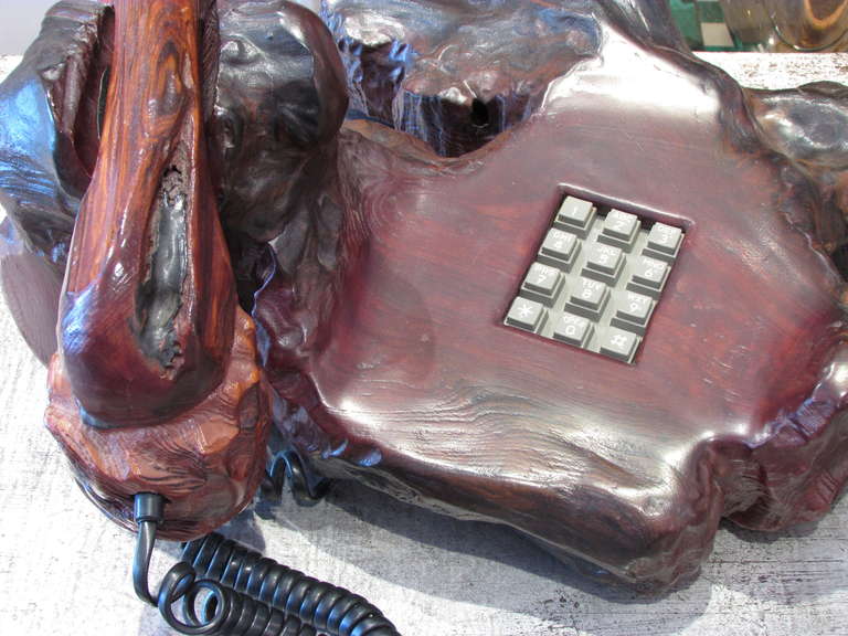 Late 20th Century Redwood Burl Telephone