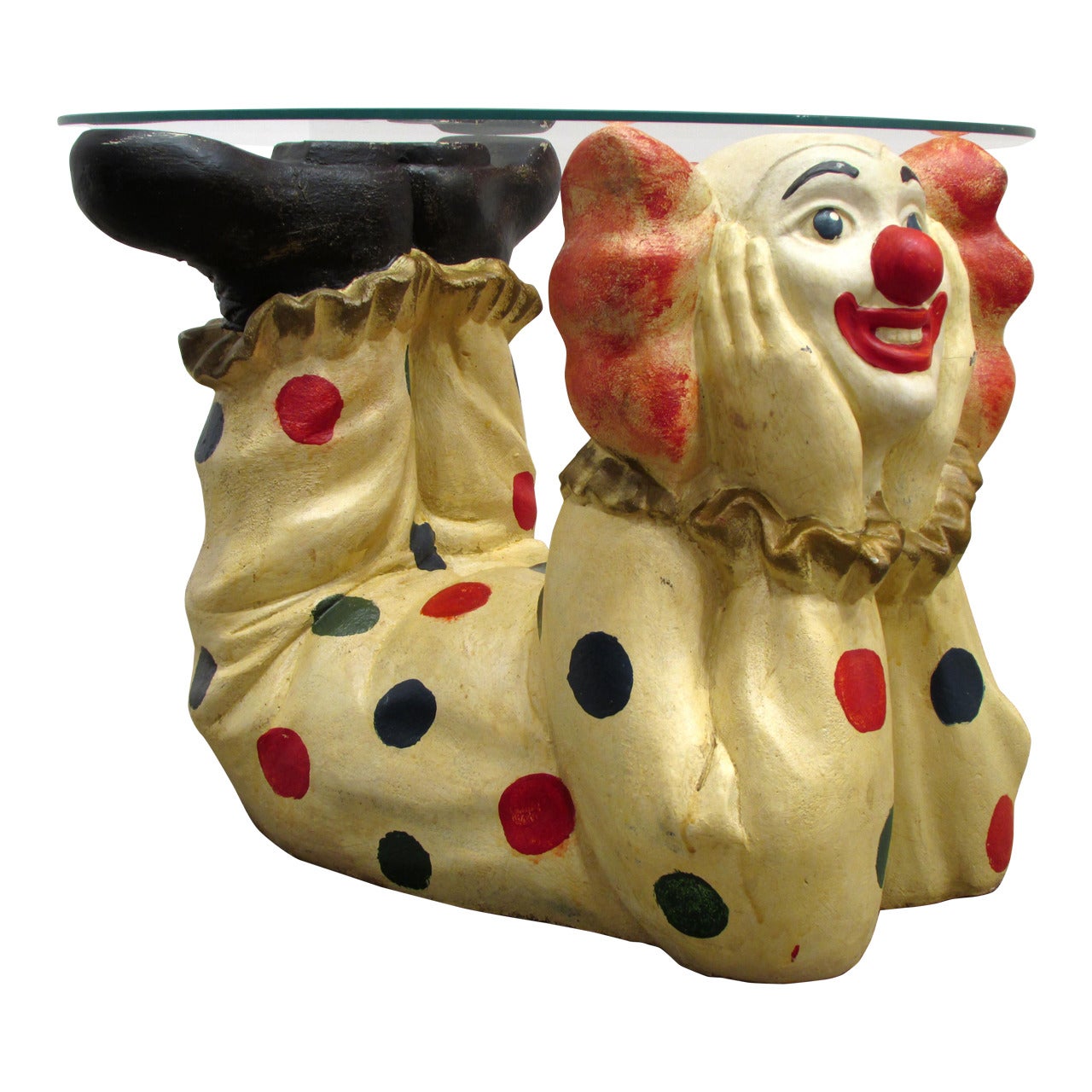 Clown Table with Glass Top For Sale
