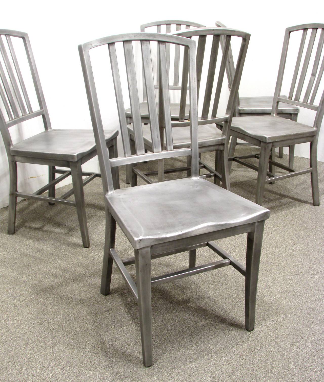 Industrial Set of Aluminium Dining Chairs