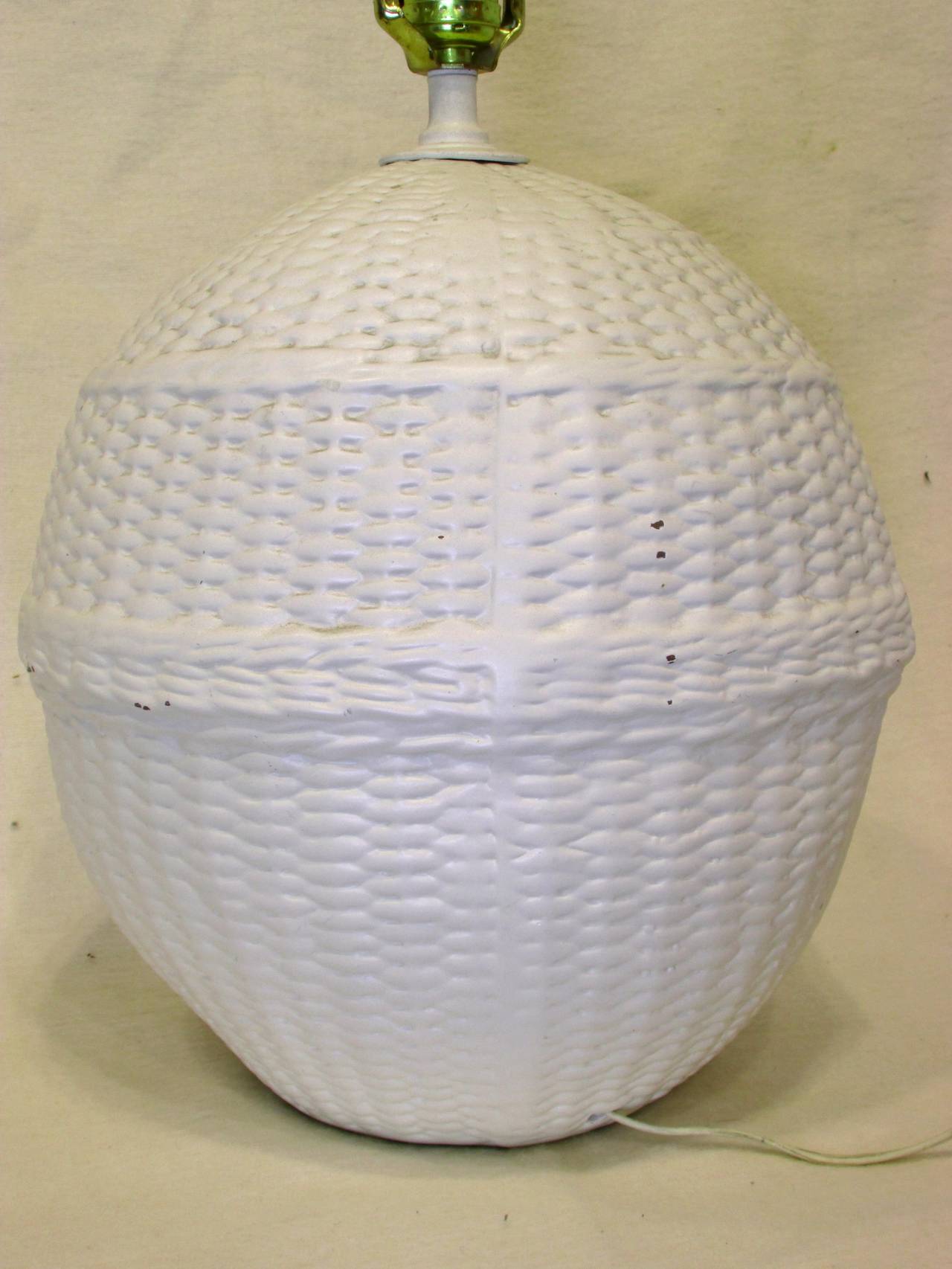 Mid-Century Modern Pair of Ceramic Basket Lamps