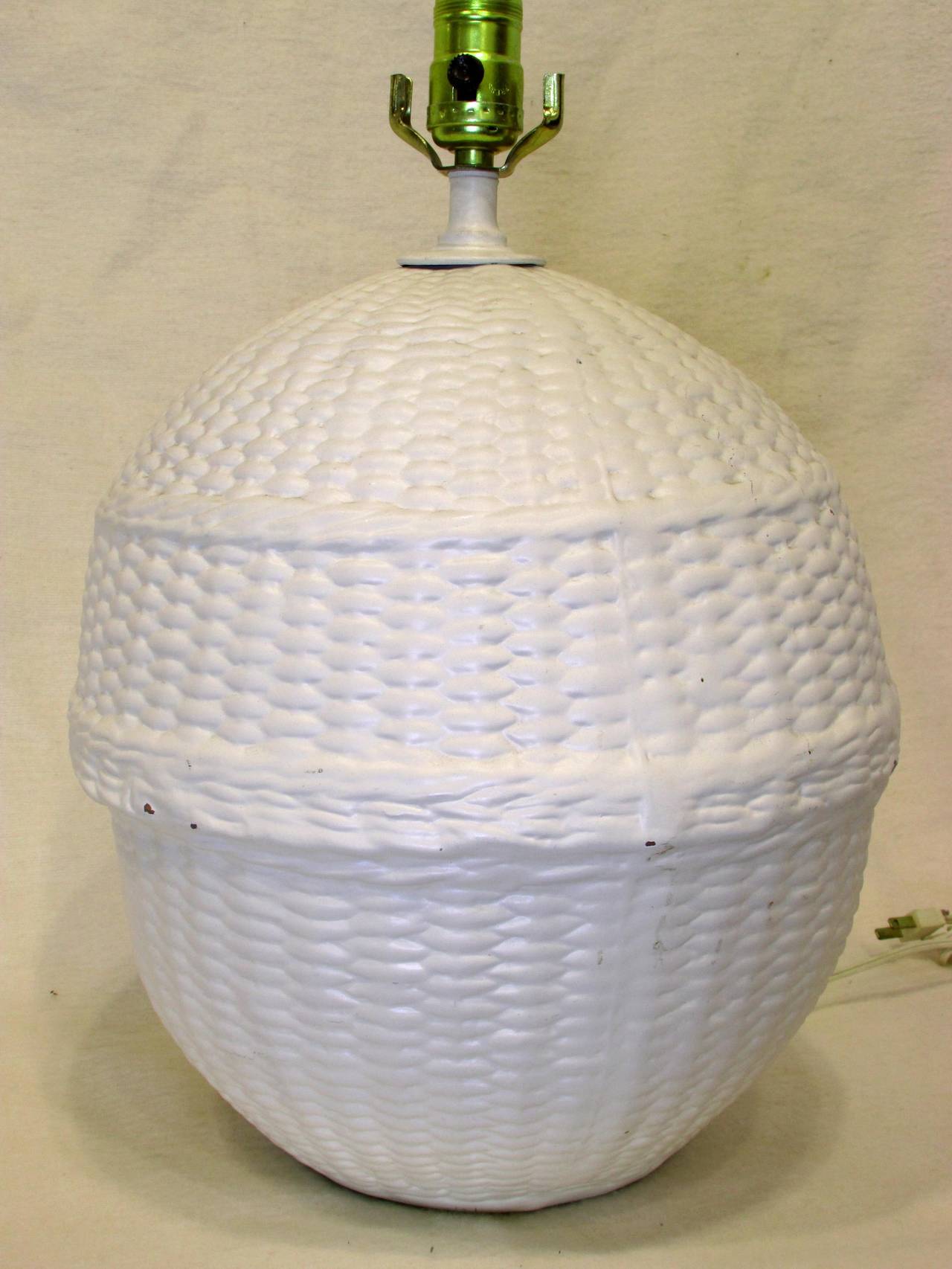 American Pair of Ceramic Basket Lamps