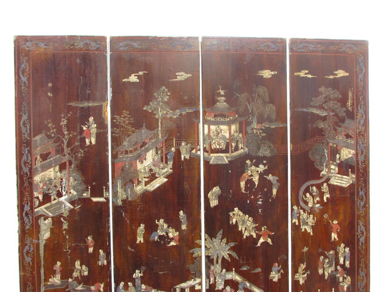 Chinese Brown Coromandel Folding Screen