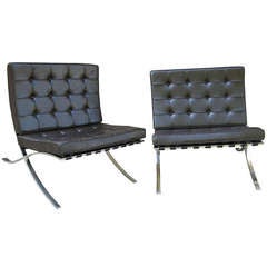 Vintage Pair Barcelona Chairs by Mies van der Rohe