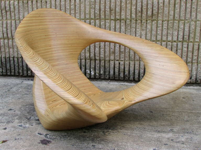 Organic abstract low rocking chair by Carl Gromoll signed and dated 1988