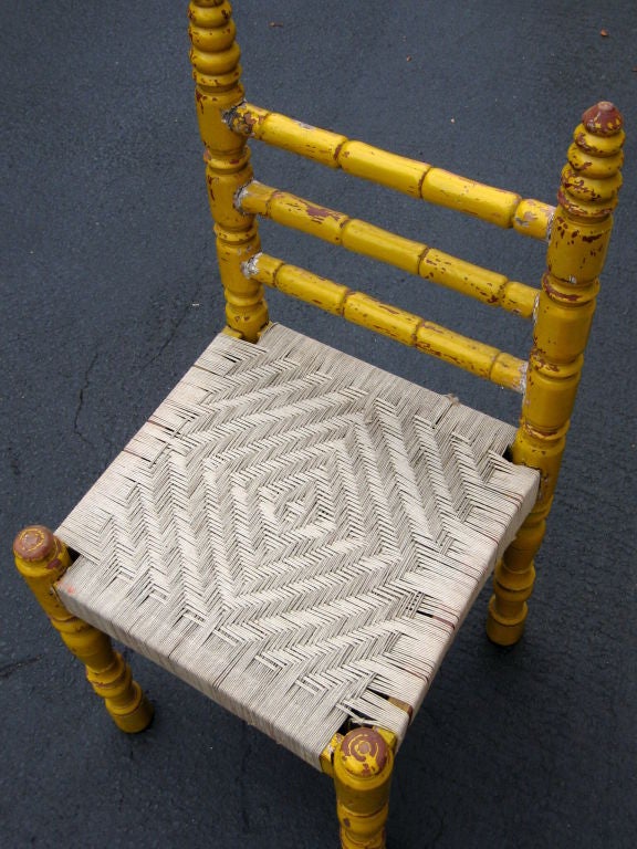 Set of Four Yellow Turned Wood Chairs 2