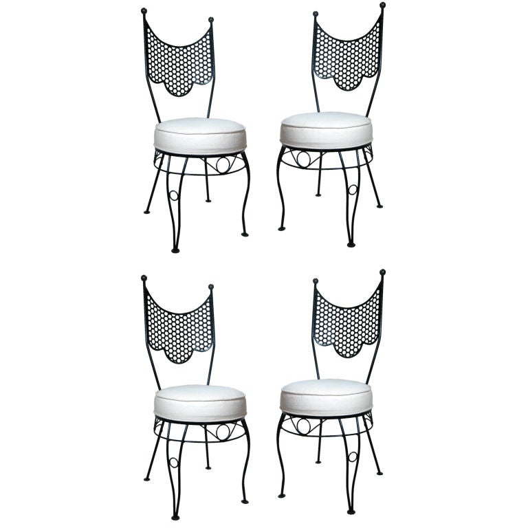 Set of Four French 1940
s Wrought Iron Chairs