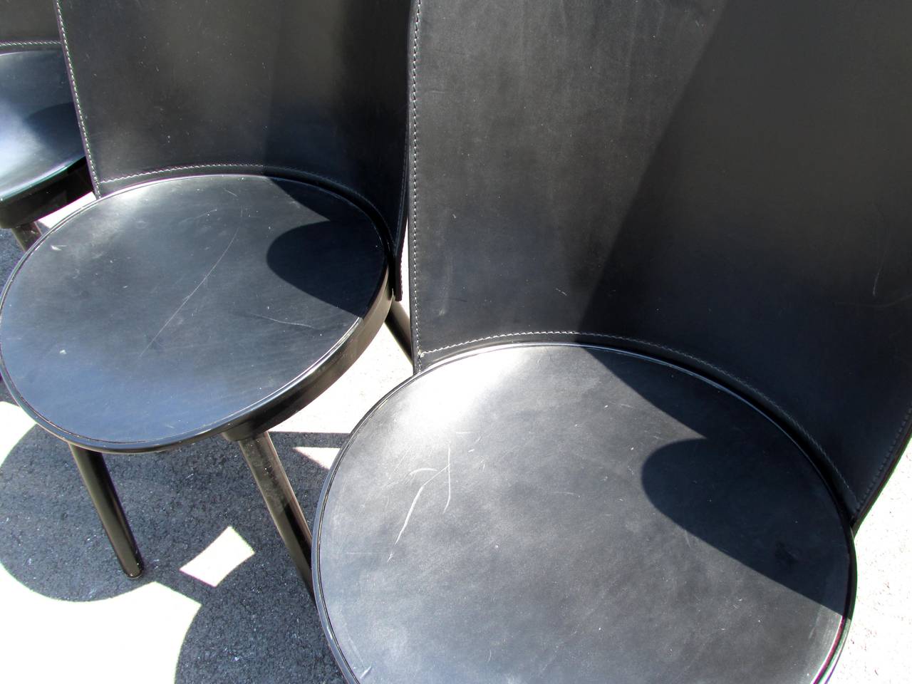 Leather Set of Palmira Chairs by De Pas, D'Urbino & Lomazzi