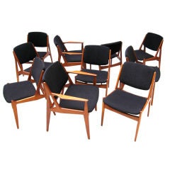 Set of Ten Dining Chairs by Arne Vodder