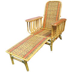 Art Deco Style Wicker Deck Lounge Chair