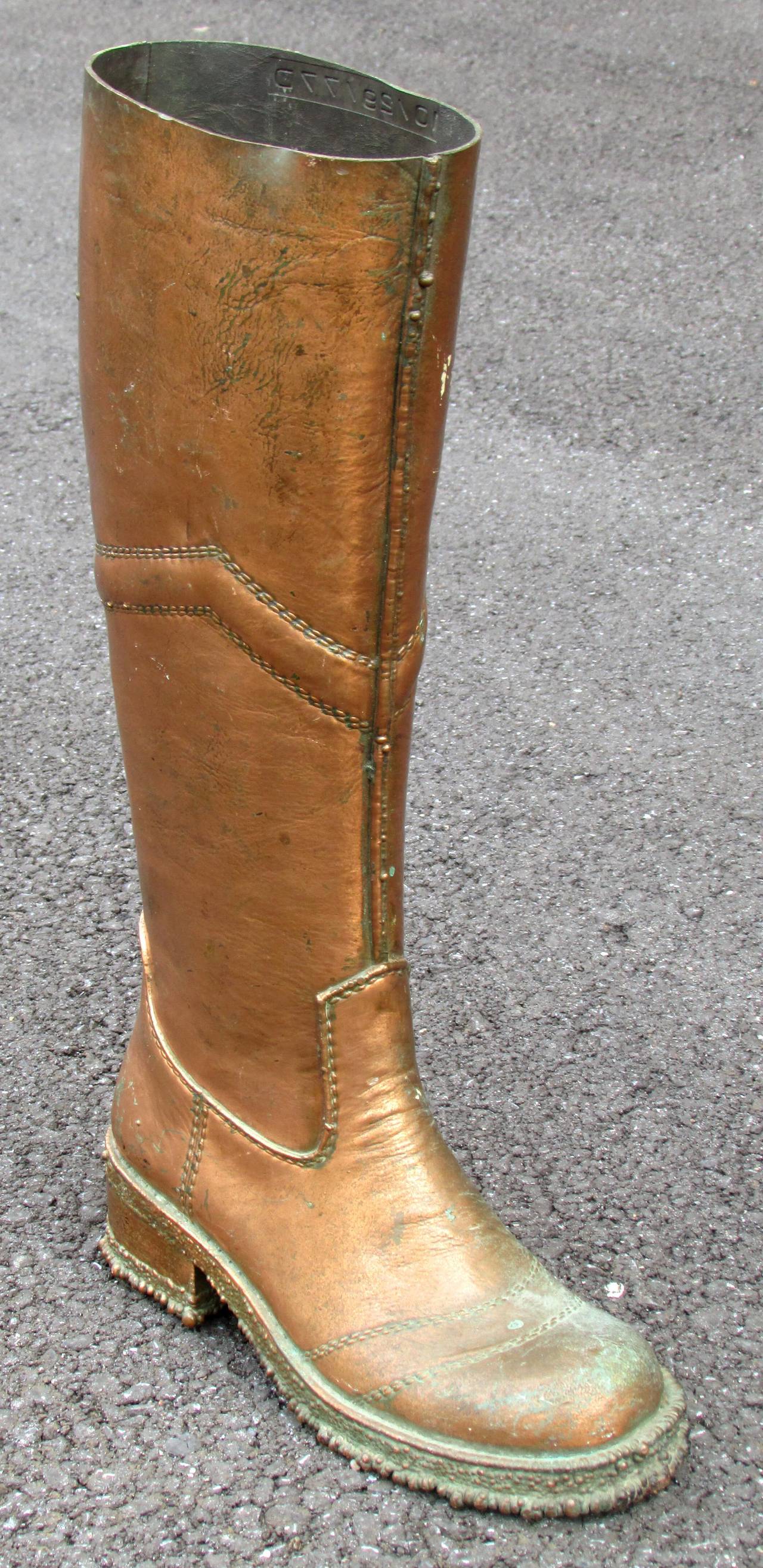 Lifesize bronzed boot sample for a industrial boot these were used by salesmen or at point of sales