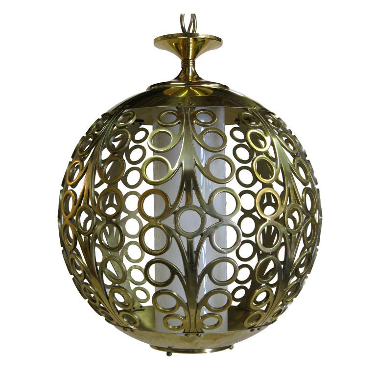 Big Brass Sphere Chandelier at 1stDibs