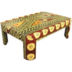 Tapa Cloth Coffee Table after Karl Springer