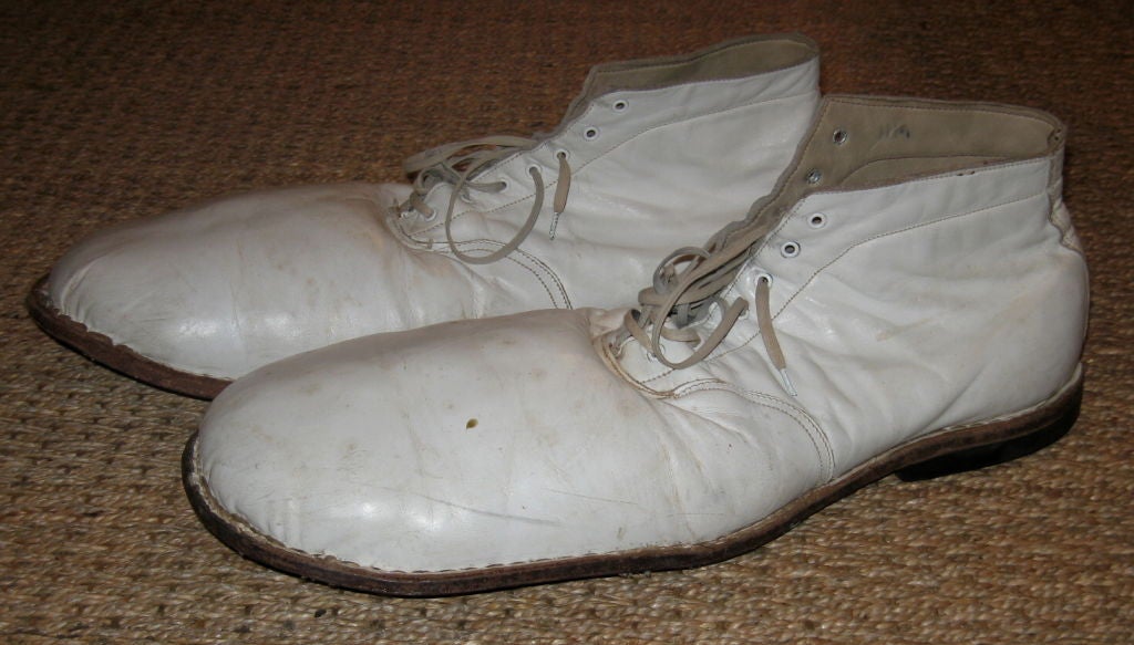Pair white leather Clown shoes