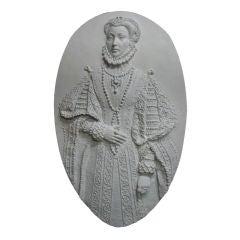 Retro Elizabethan Plaster Medallion Plaque