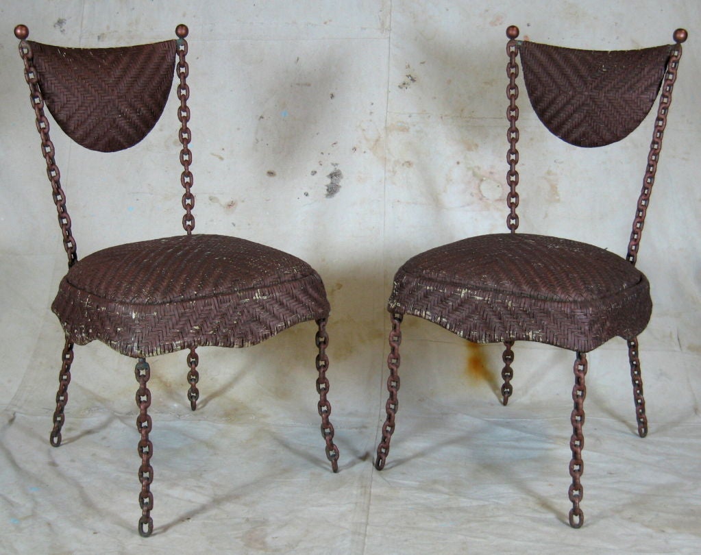 20th Century Pair Chain Chairs For Sale