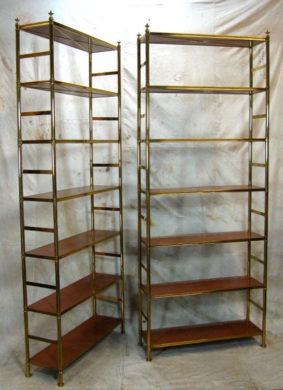 Pair tall elegant etageres or bookcases designed by Billy Baldwin for Cole Porter