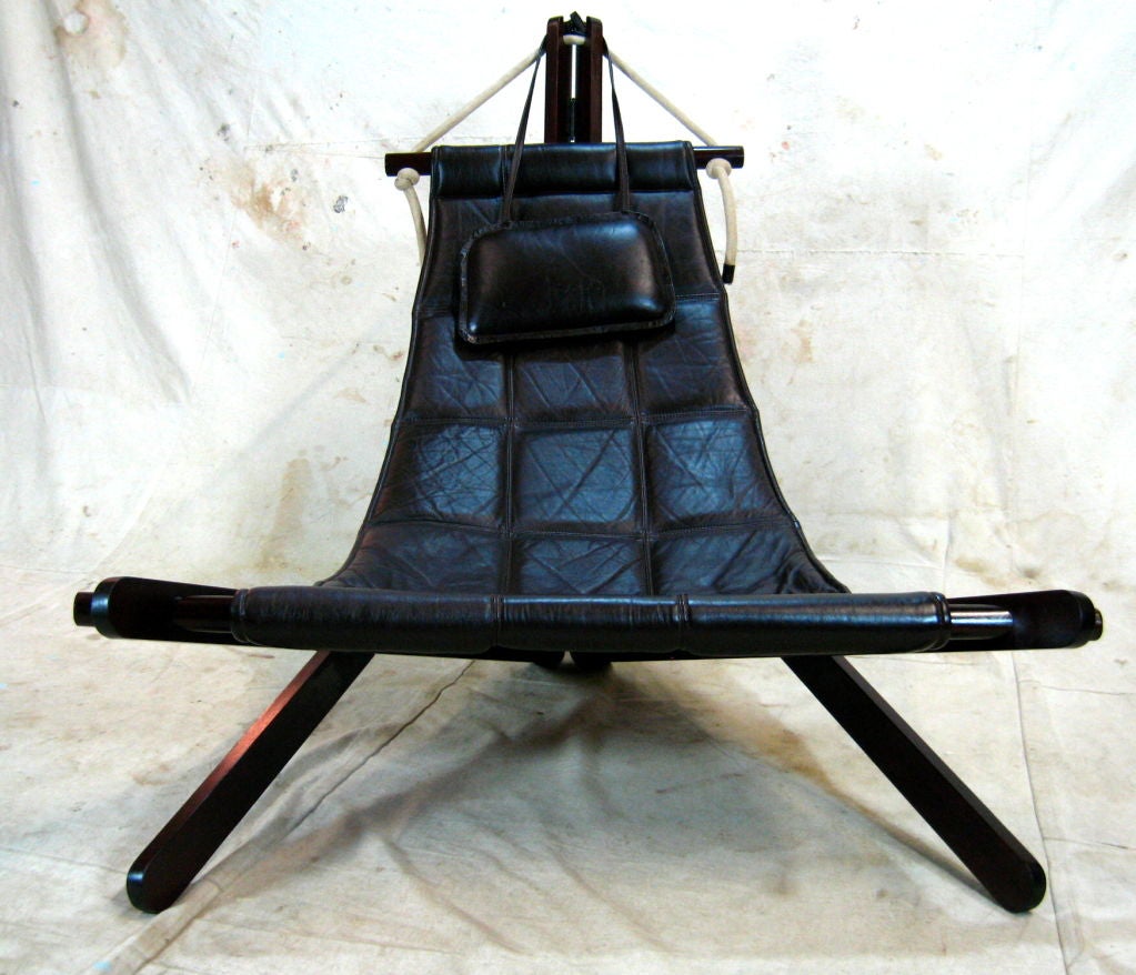 Brazilian Pair Leather Sling Chairs