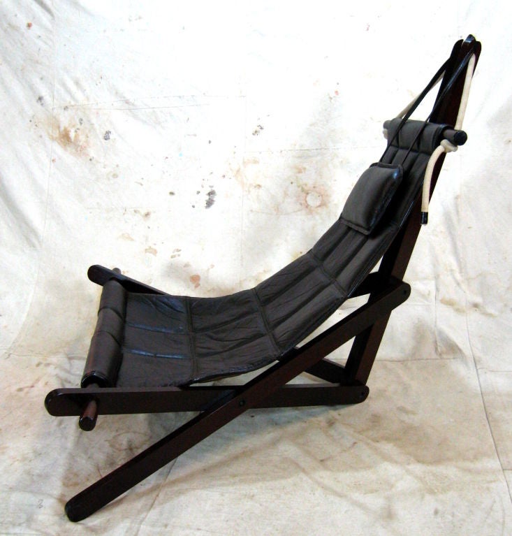 20th Century Pair Leather Sling Chairs
