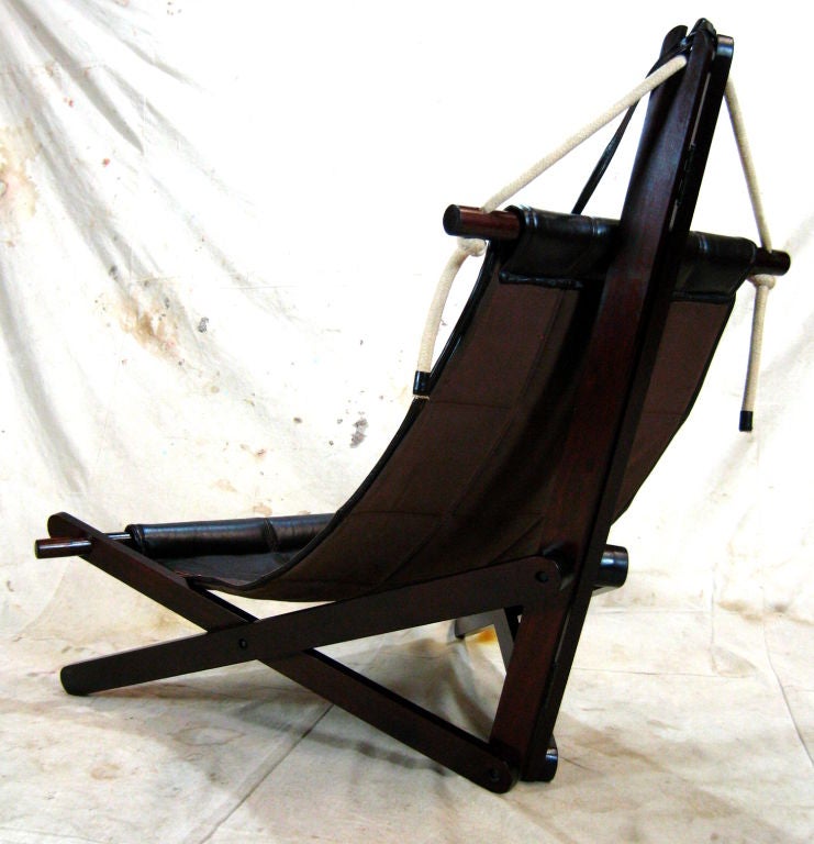 Pair Leather Sling Chairs 1